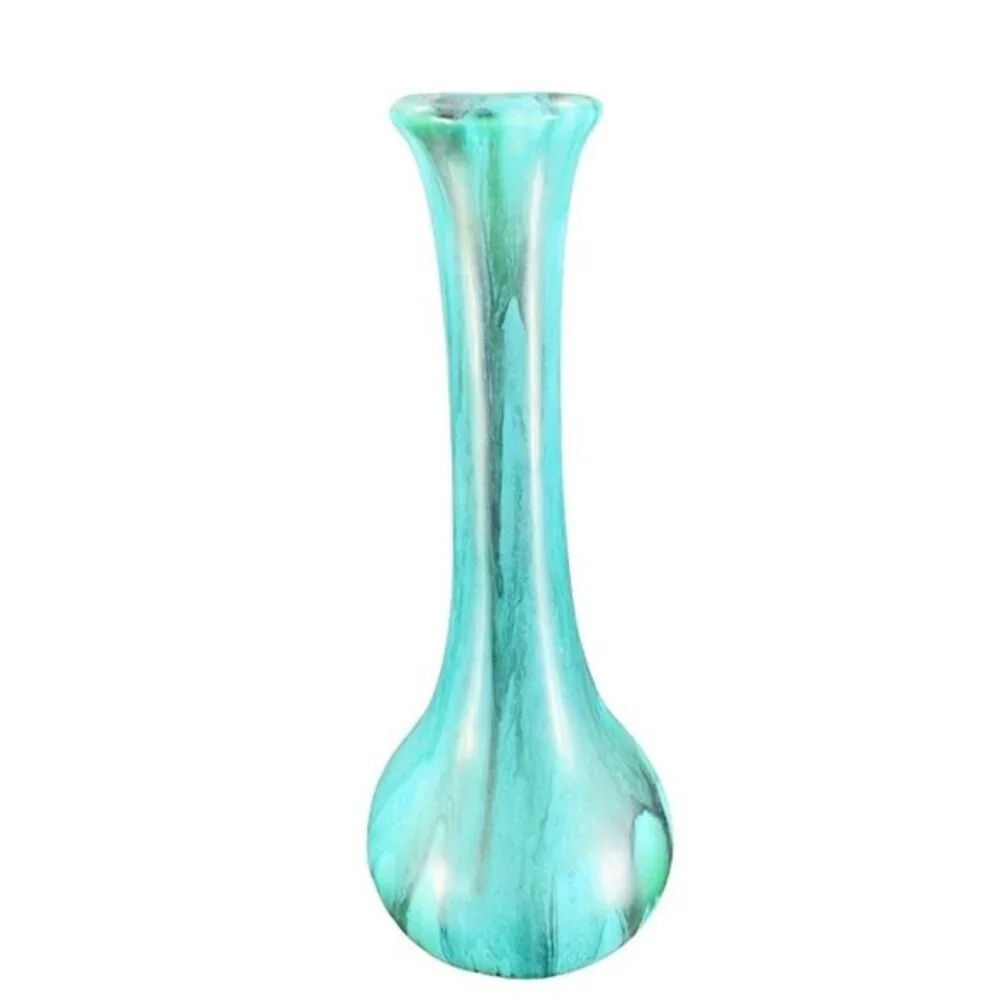 Canadian Art Pottery Bud Vase Green Black Drip Glaze Ceramic Vase Mid‎ Century
